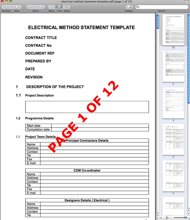 Electrical Method Statement Templates